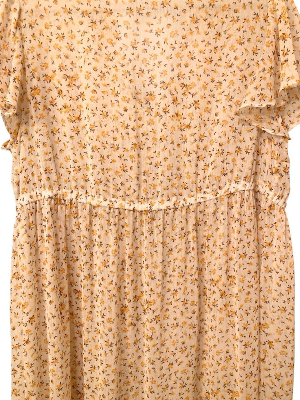 Torrid Floral High-Low Sheer Midi Dress in Soft Cream Yellow Floral Print Size 1 - Picture 10 of 15